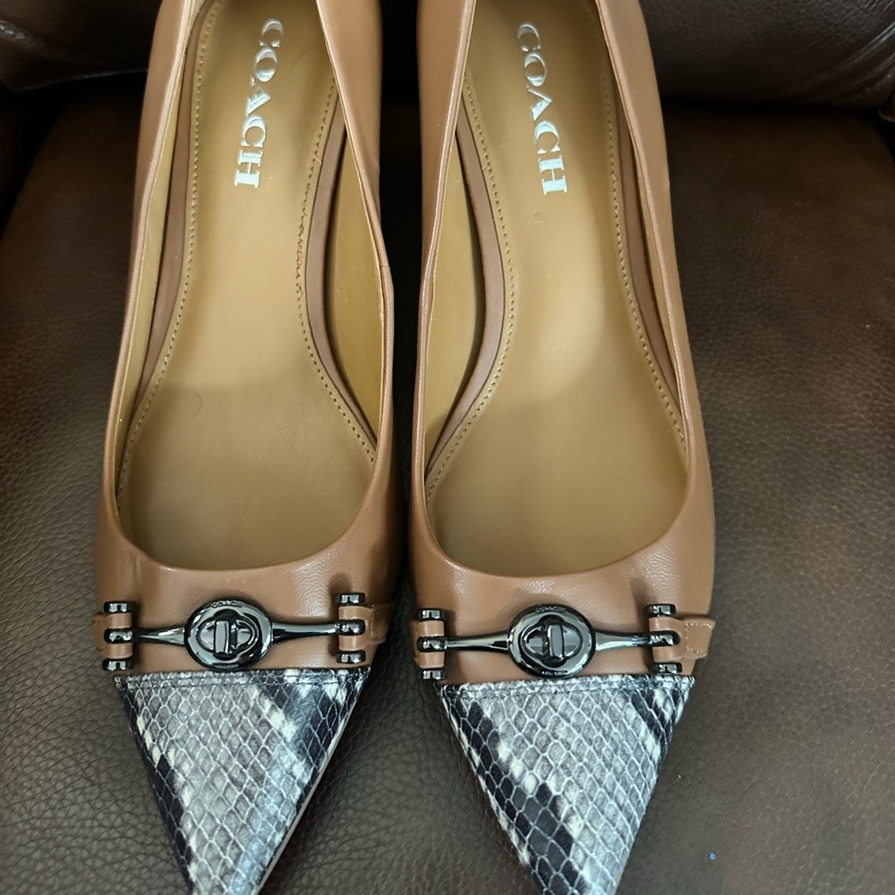 Coach Women's Brown and Black Snakeskin Heels